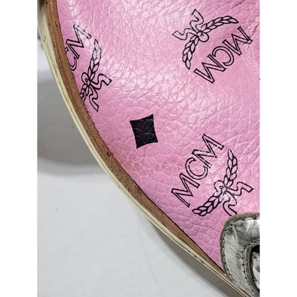 Authentic MCM Visetos Logo Slip-On Sneakers Pink Size 36 - Picture 8 of 12
